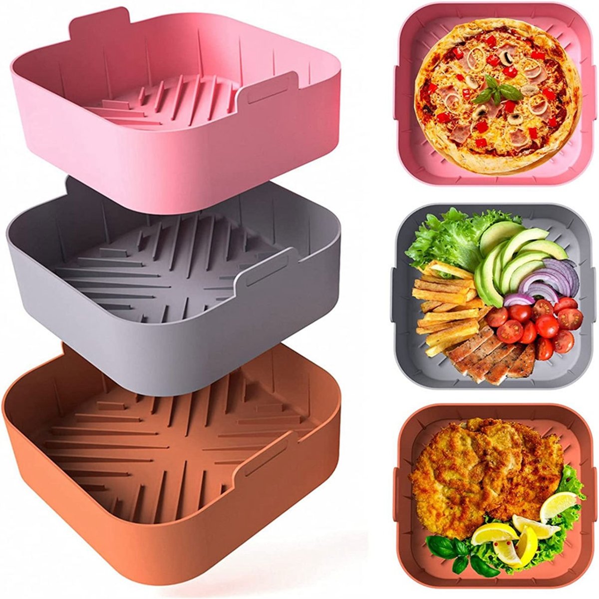 M10K 3Pcs Air Fryer Silicone L - огляд і ціна Air Fryer Silicone Pot Liner